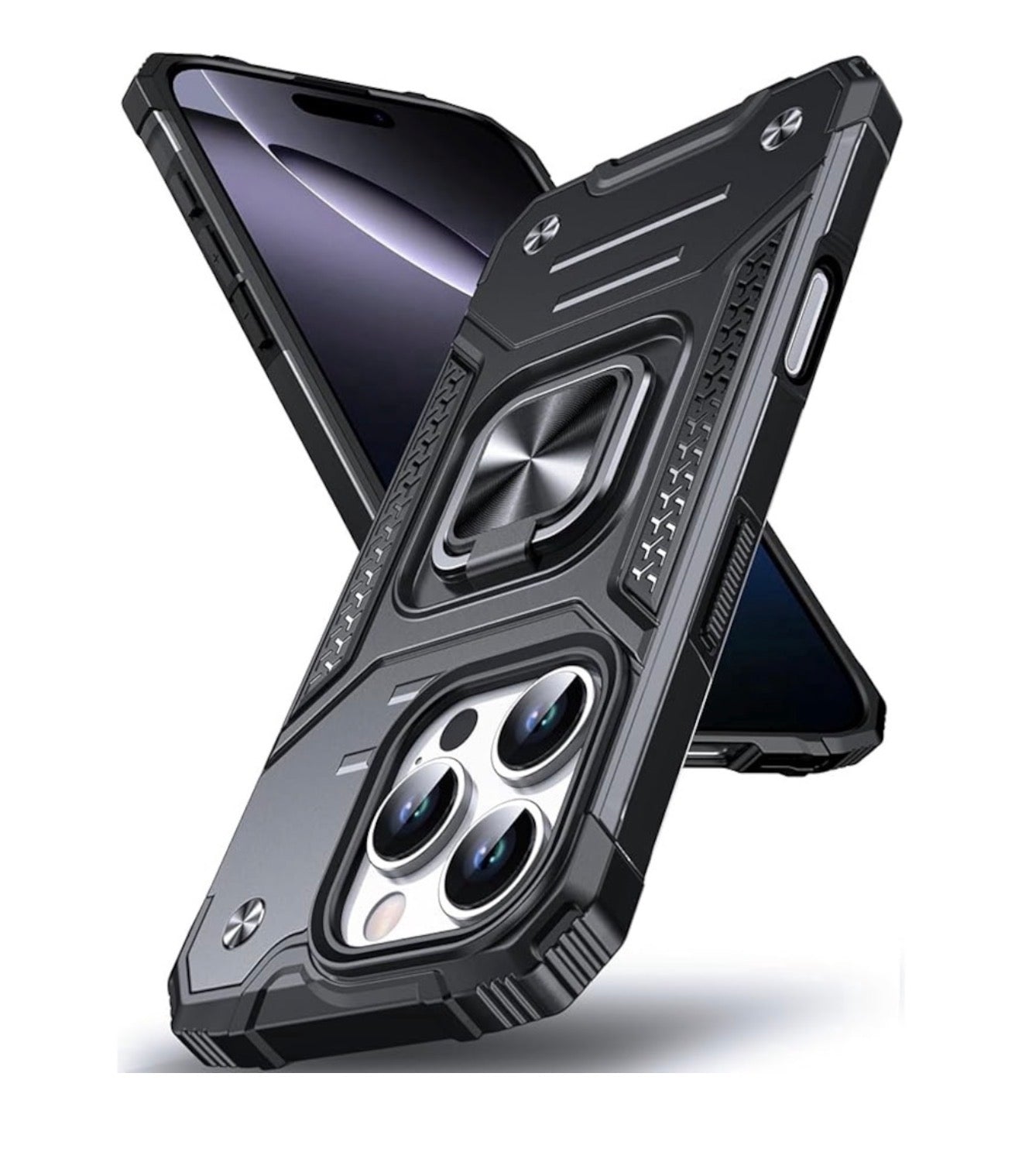 Husa iPhone 14 Pro ,cu inel rotativ 360,Hybrid Armor Antisoc,Negru