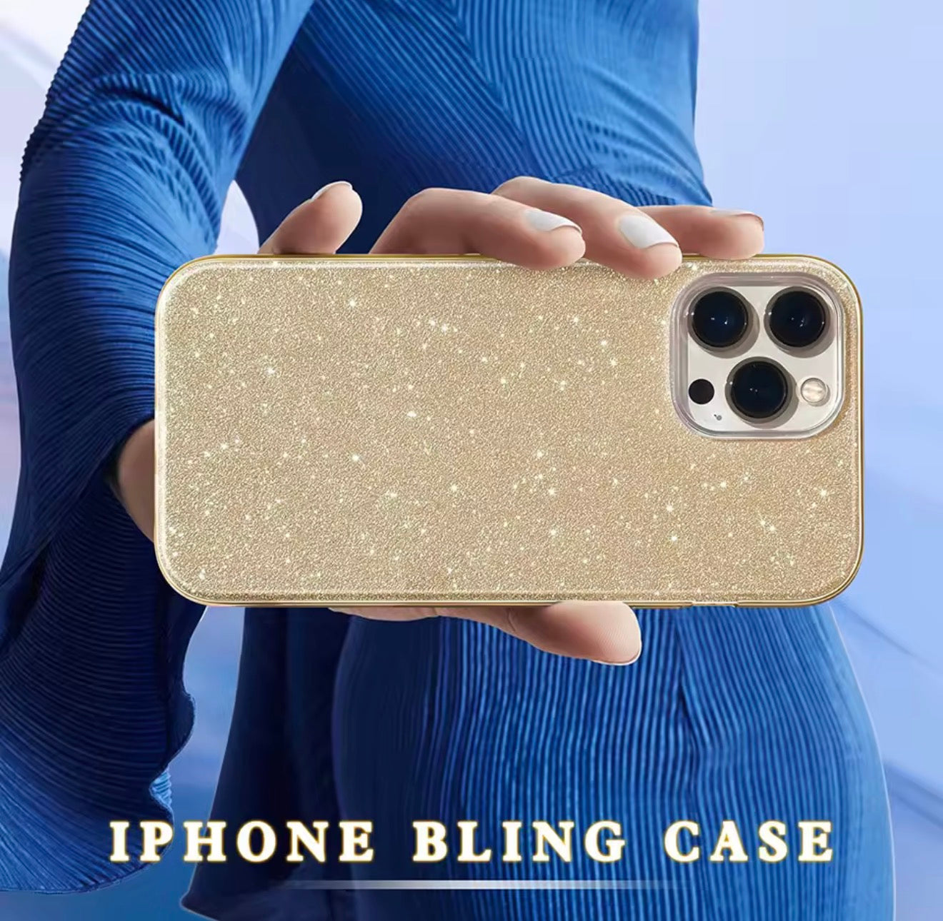 Husa iPhone 15 Pro,silicon,cu sclipici Auriu+alte culori