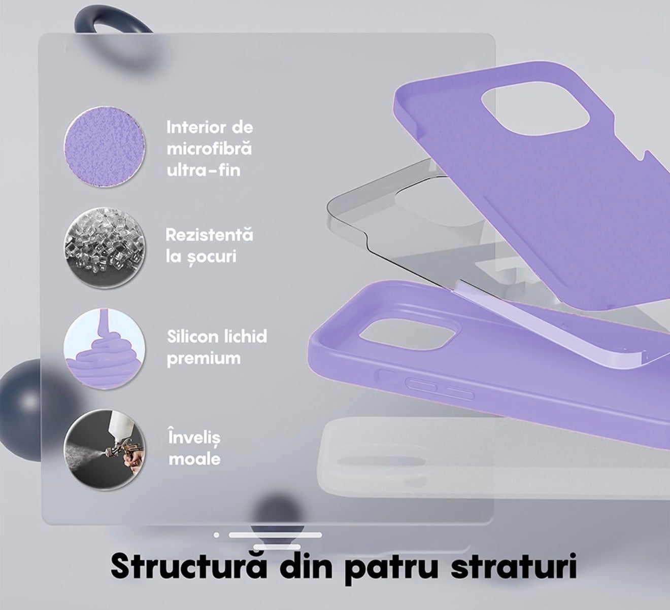 Husa iPhone 13, Silicon, Microfibra in Interior,Mov + diverse culori
