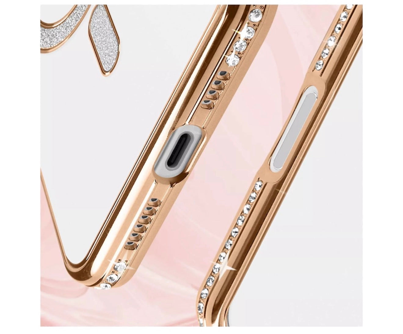 Husa iPhone 16 Plus MagSafe,Sclipici,strasuri si Pietre,Roz+alte culori