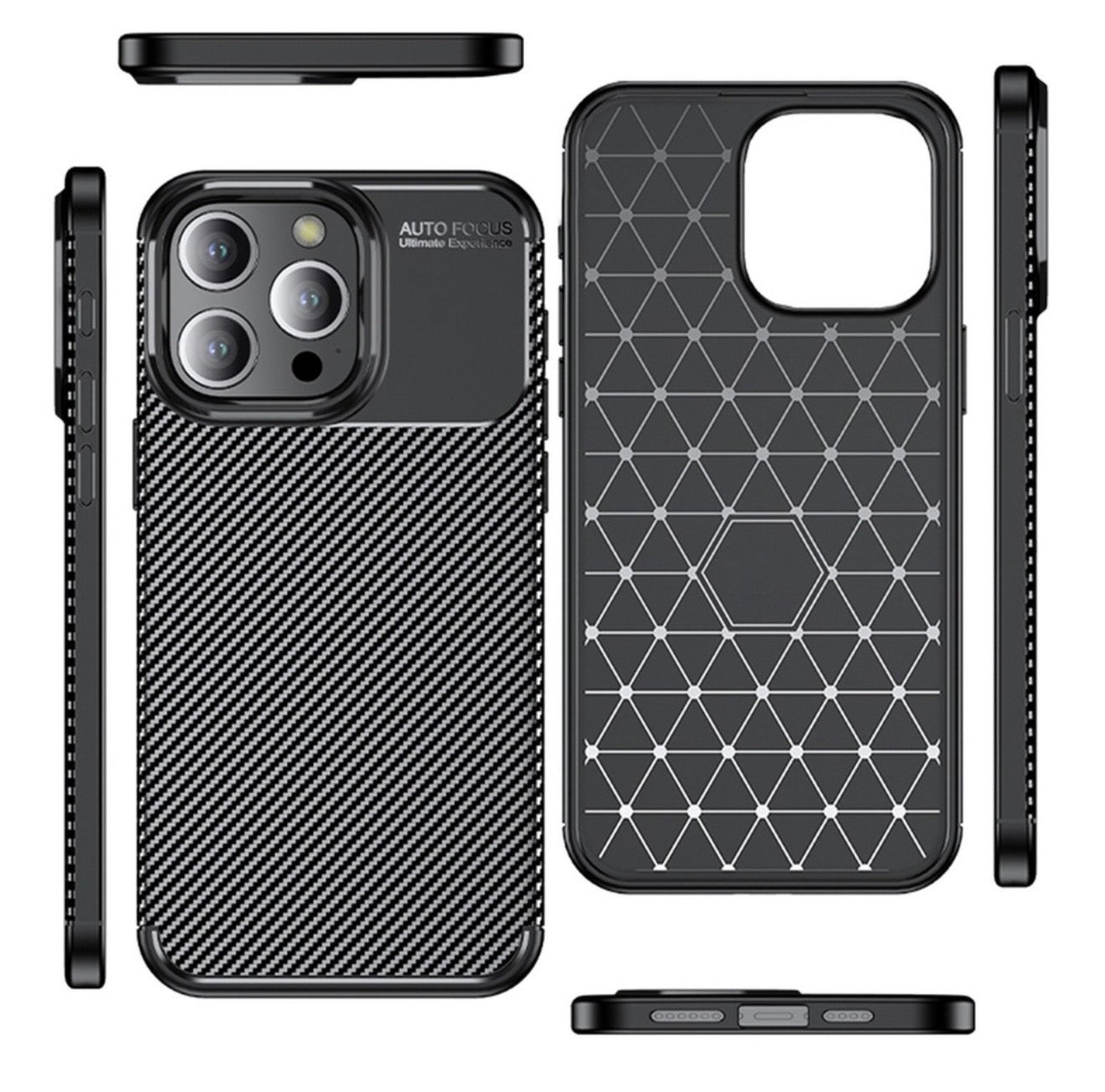 Husa iPhone 16 Pro Silicon CarbonFiber ,Antisoc, negru