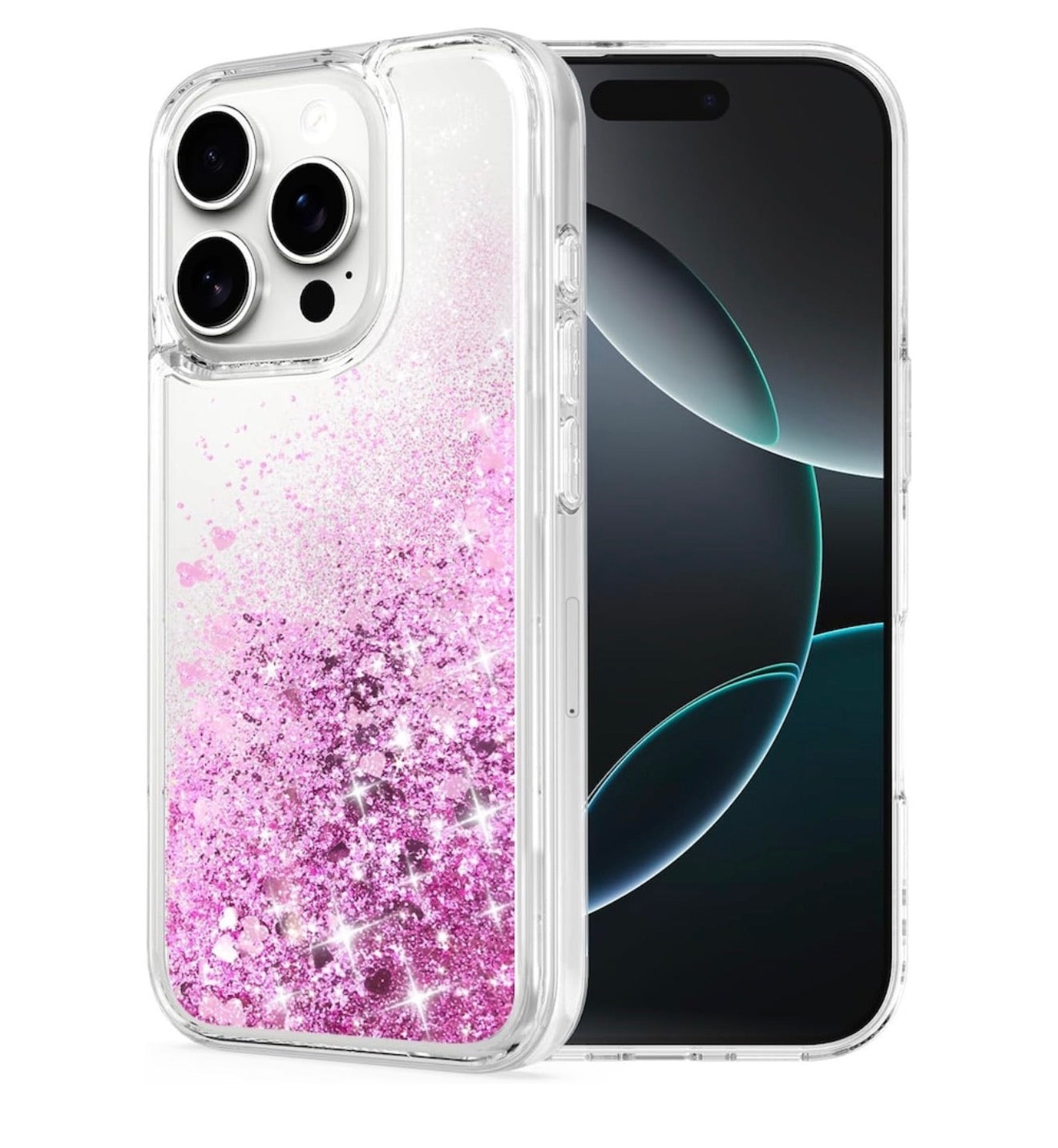 Husa iPhone 13 Pro , cu Lichid si Sclipici,Roz