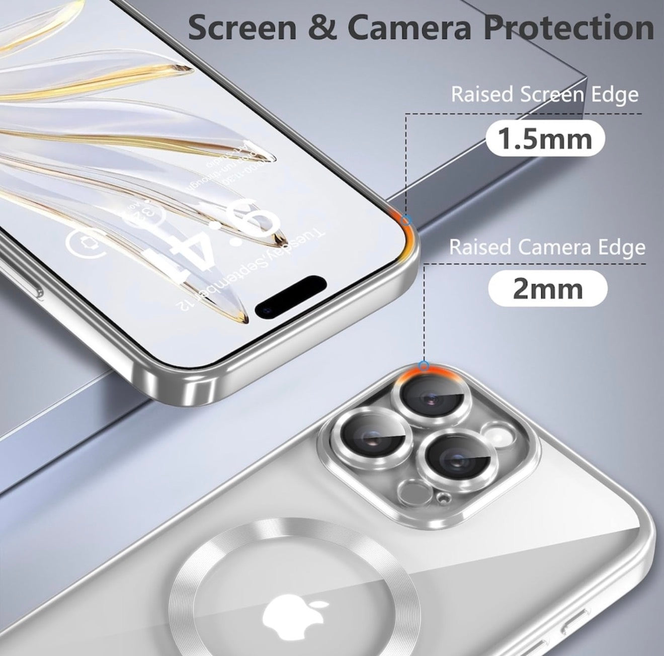 Husa iPhone 15 Pro,MagSafe si protectie pentru lentile,Argintiu+alte culori
