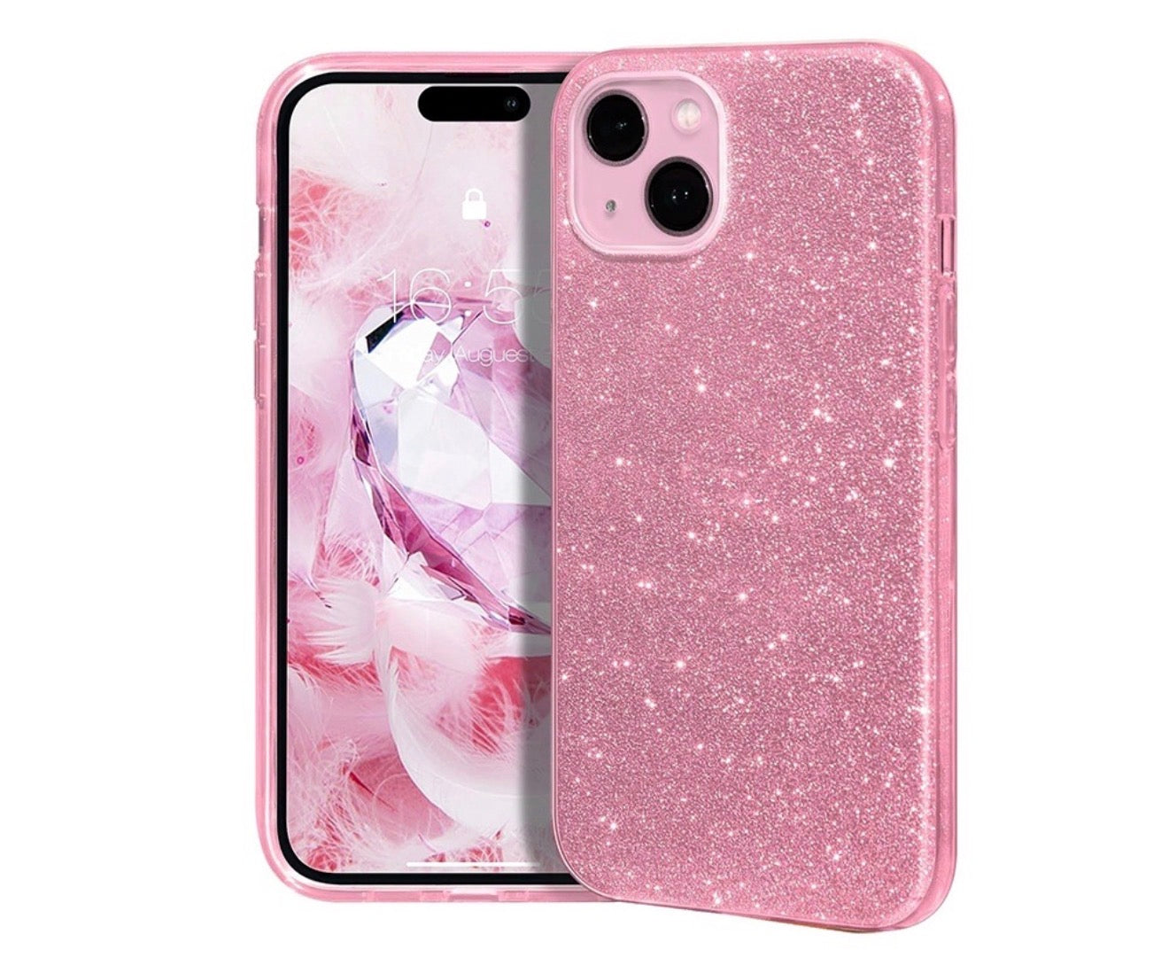 Husa iPhone 13  ,silicon,cu sclipici Roz +alte culori