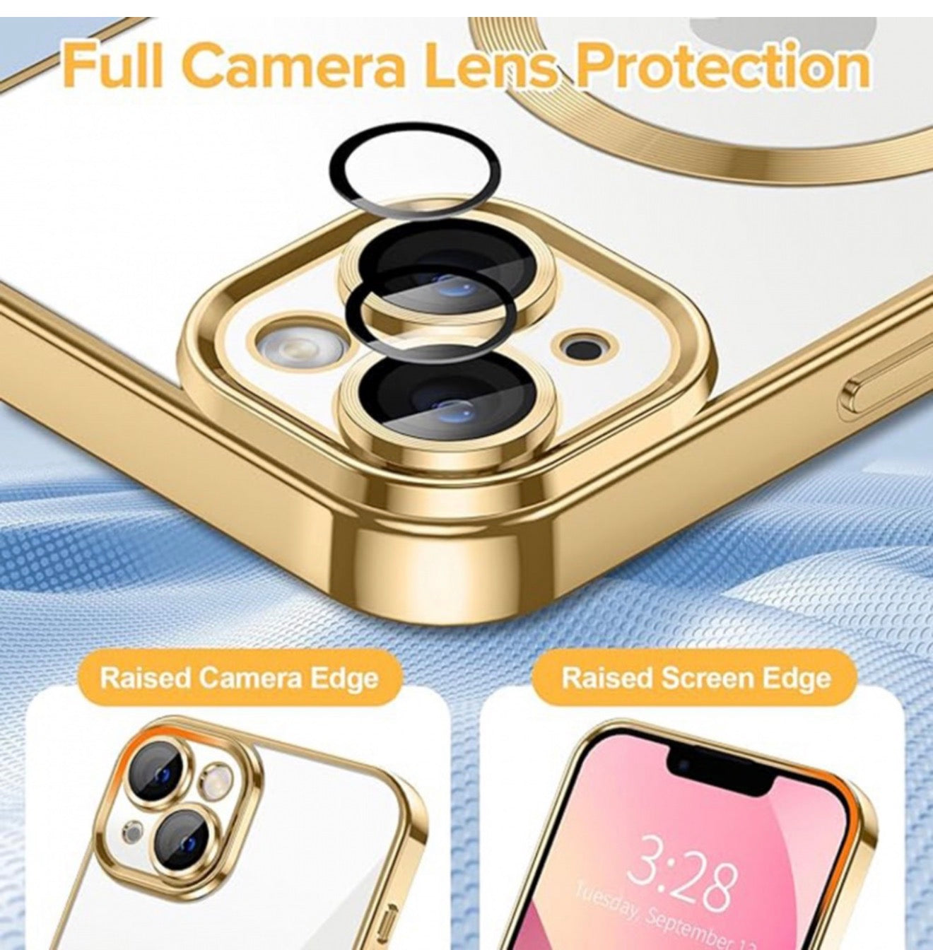 Husa iPhone 14 Plus ,MagSafe si protectie pentru lentile,Auriu+alte culori