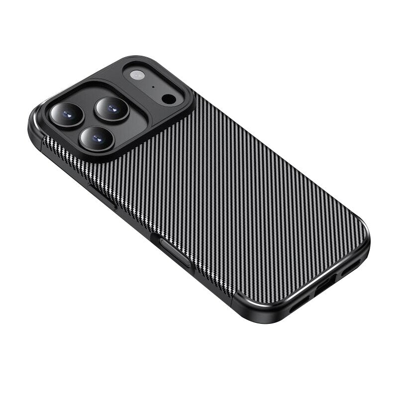 Husa iPhone 17 Pro - Silicon , Textura Carbon - AutoFocus ,Antisoc