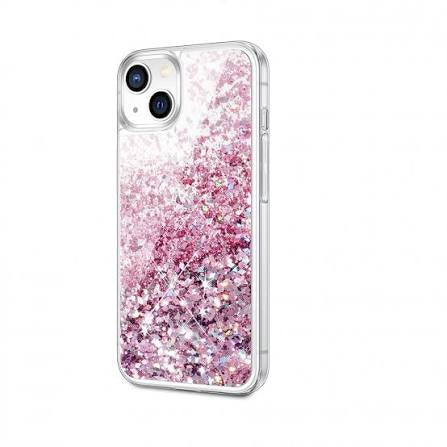 Husa iPhone 14 , cu Lichid si Sclipici,Roz