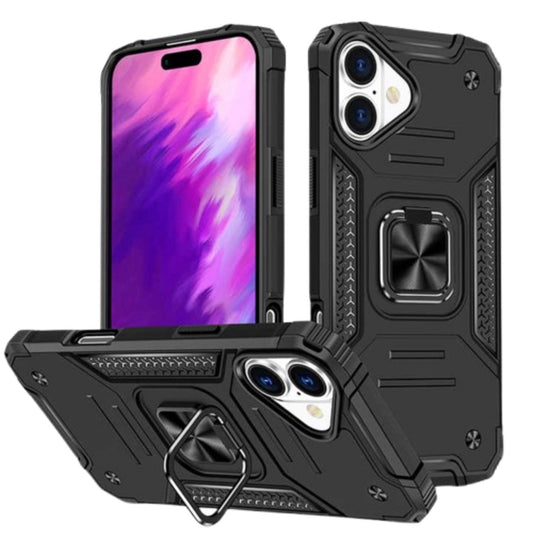 Husa iPhone 16 ,cu inel rotativ 360,Hybrid Armor Antisoc,Negru