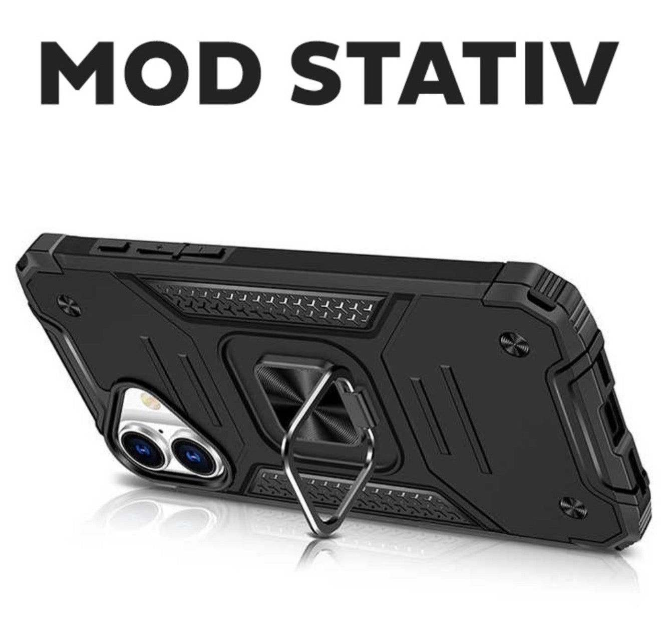 Husa iPhone 17 ,cu inel rotativ 360,Hybrid Armor Antisoc,Negru