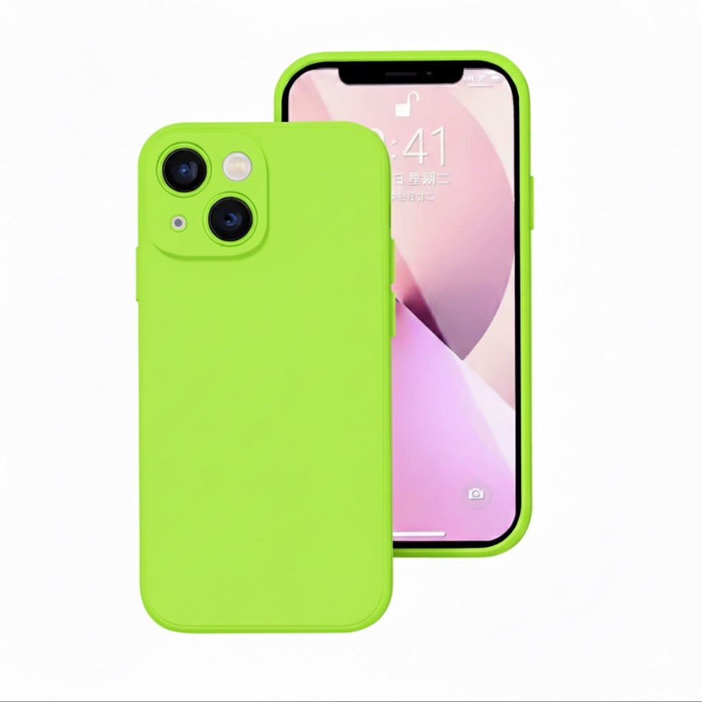 Husa iPhone 14 Plus, Silicon, Microfibra in Interior,Verde Neon + diverse culori