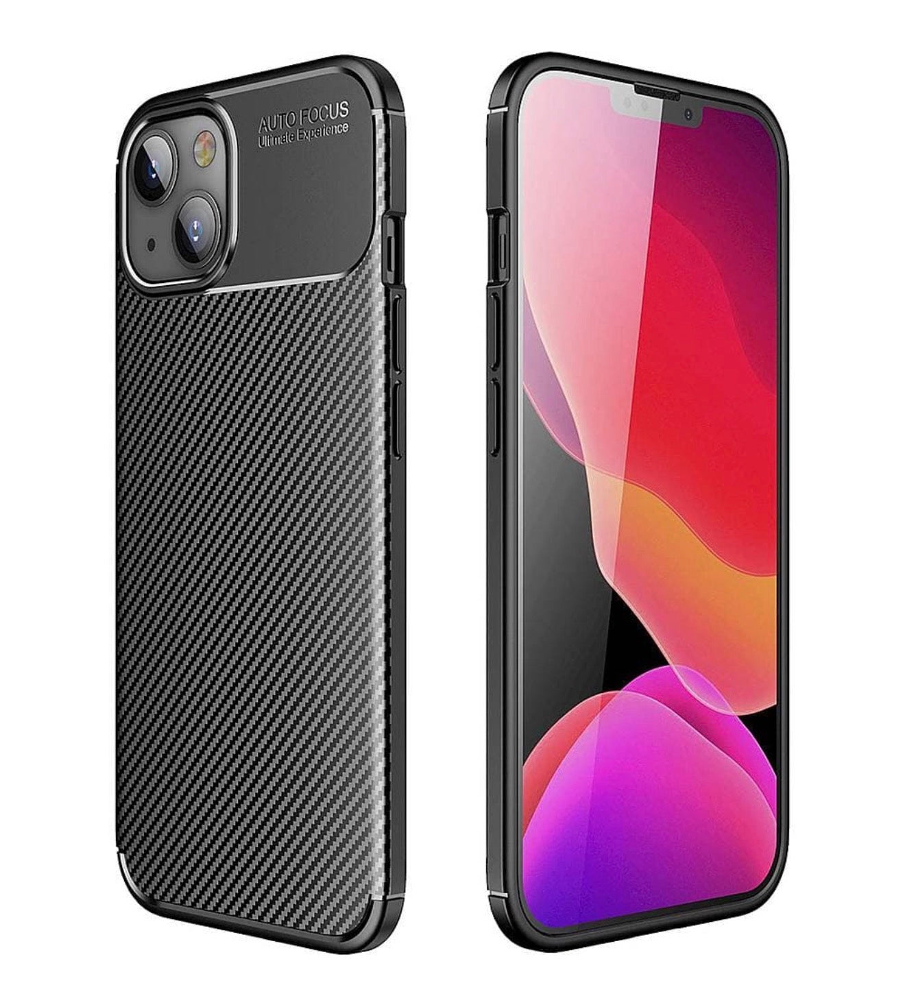 Husa iPhone 14 Plus , Silicon CarbonFiber ,Antisoc, negru