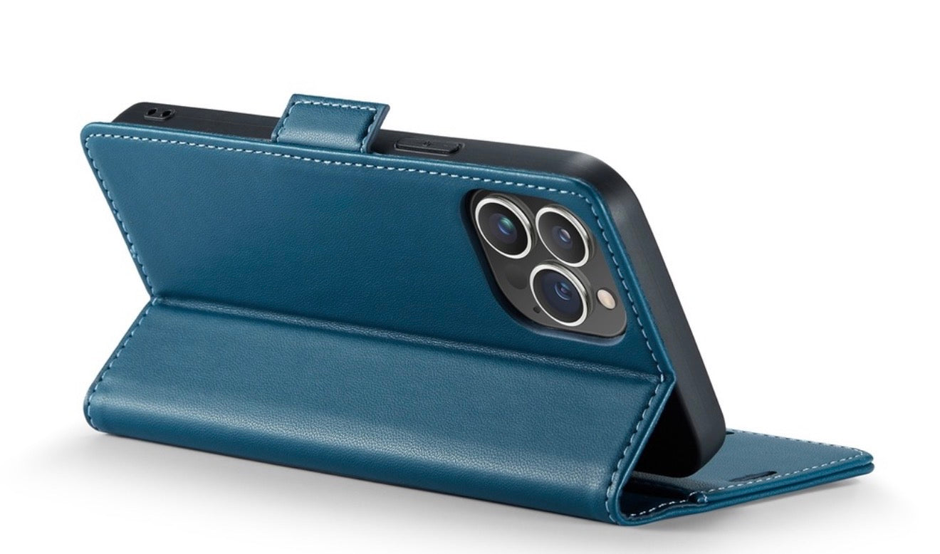 Husa iPhone 15 Pro ,piele Ecologica, tip portofel cu buzunare, inchidere magnetica.Diverse Culori