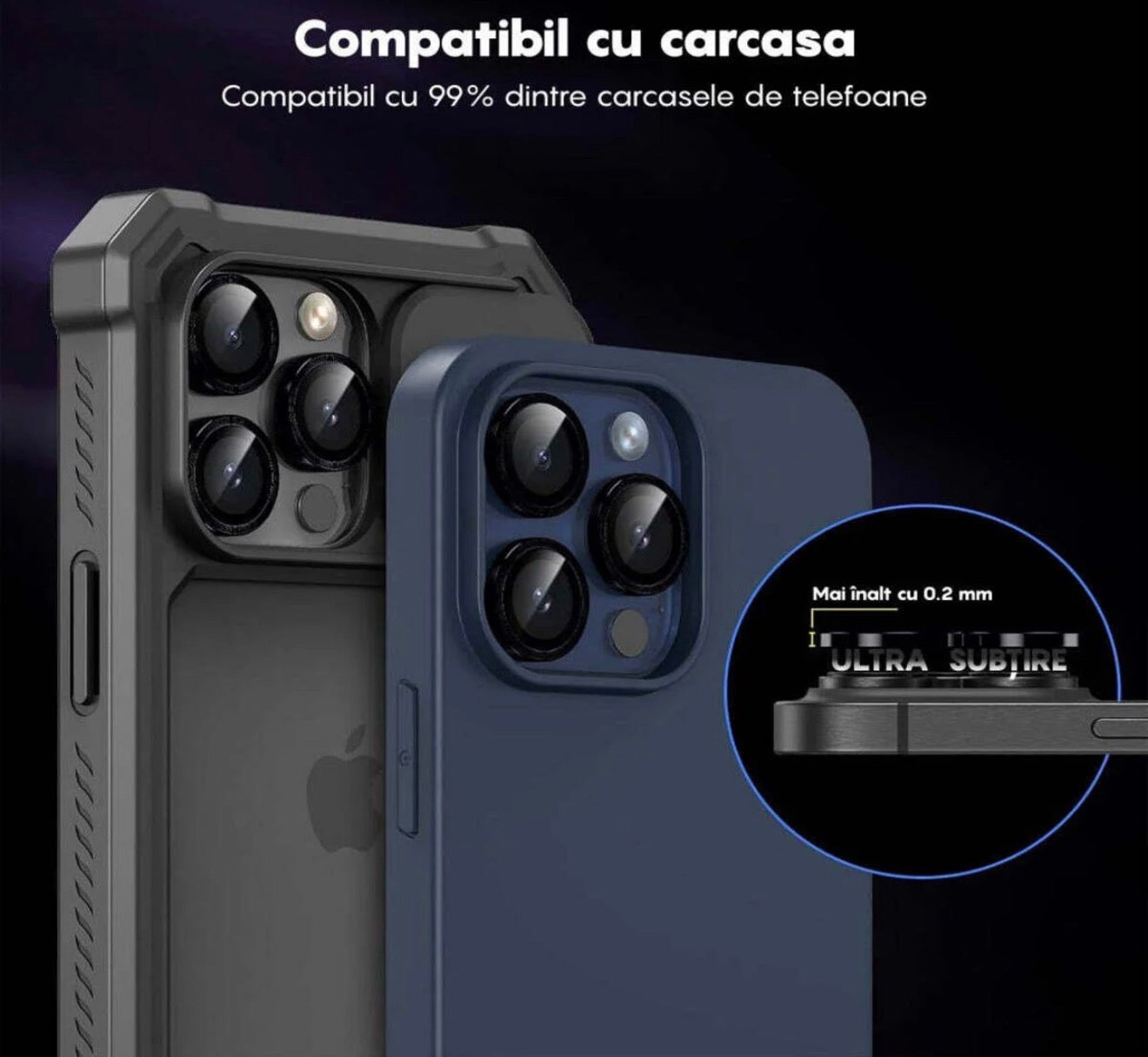 Folie de protectie pentru camera iPhone 12, cu aplicator