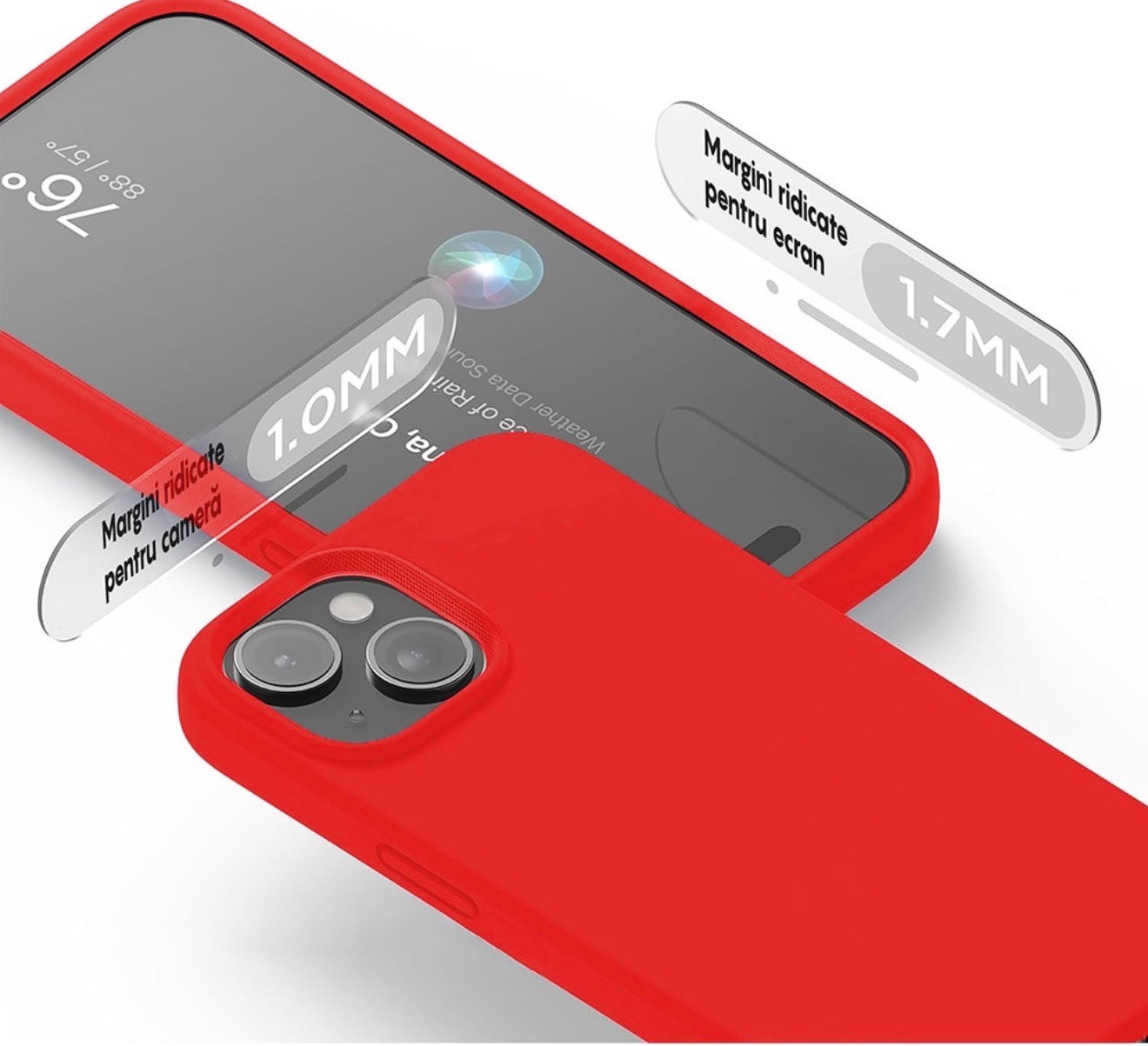 Husa iPhone 14 Plus , Silicon, Microfibra in Interior,Rosu + diverse culori