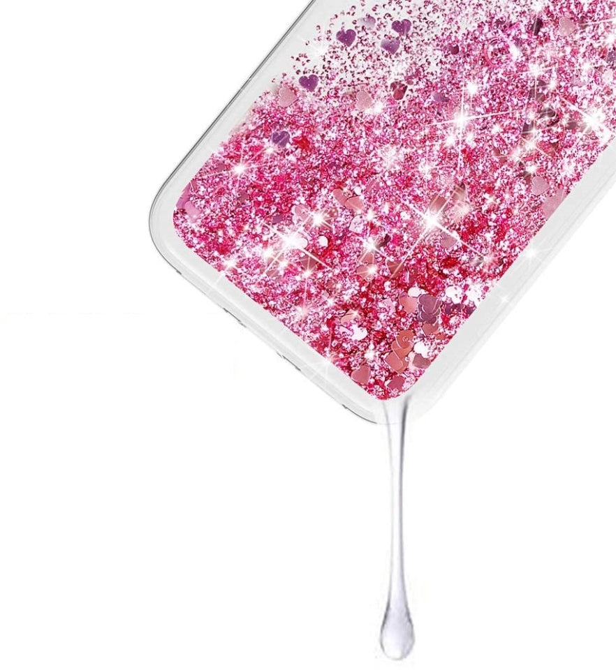 Husa iPhone 13 Pro , cu Lichid si Sclipici,Roz