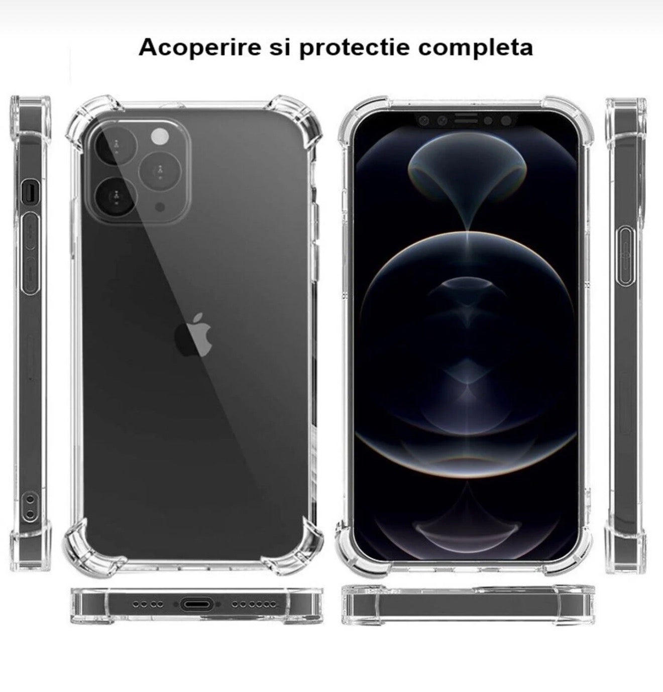 Husa iPhone 12 Pro,Antisoc din Silicon Transparent