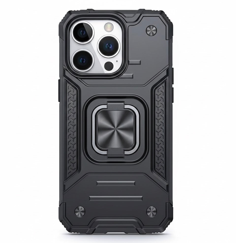 Husa iPhone 14 Pro ,cu inel rotativ 360,Hybrid Armor Antisoc,Negru