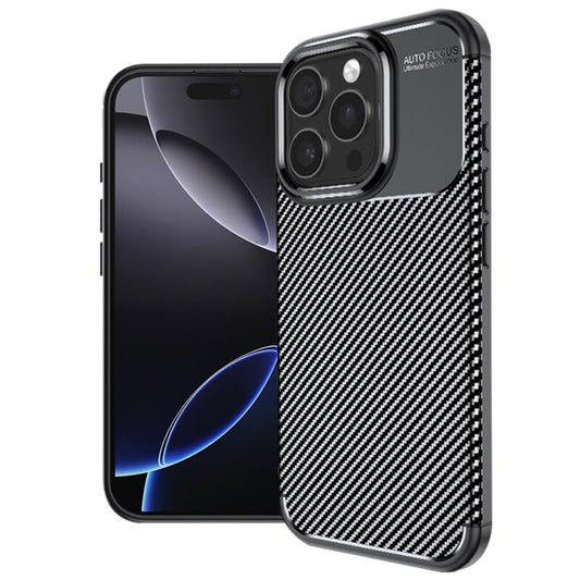 Husa iPhone 14 Pro, Silicon CarbonFiber ,Antisoc, negru