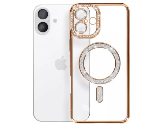 Husa iPhone 16 MagSafe,Sclipici,strasuri si Pietre,Roz+alte culori