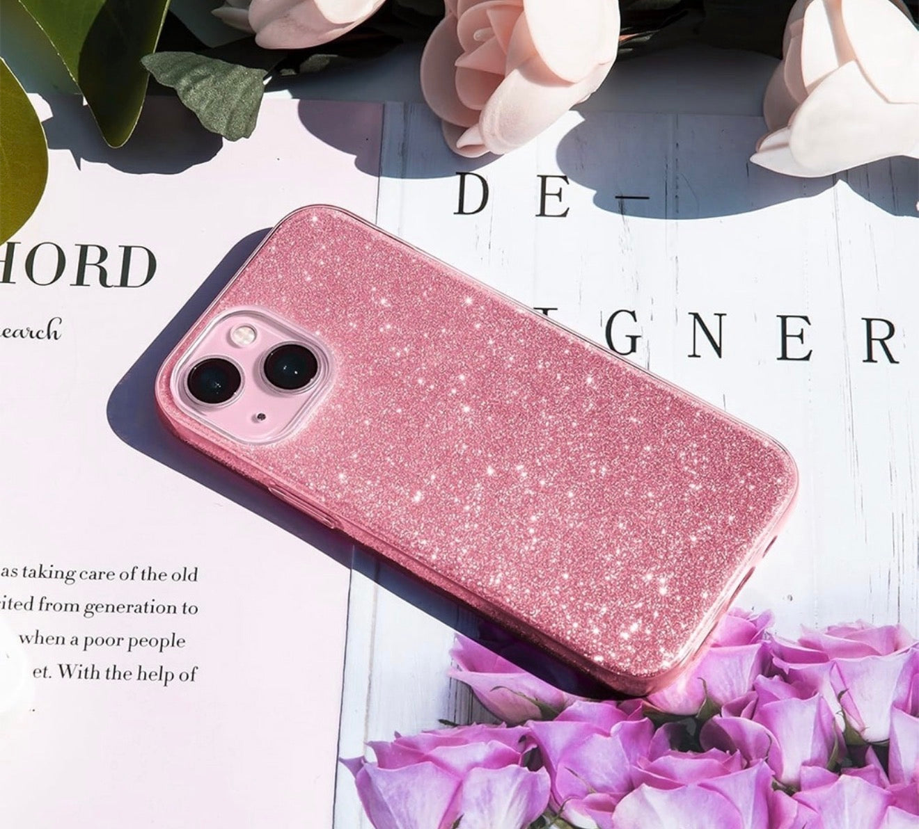 Husa iPhone 13  ,silicon,cu sclipici Roz +alte culori