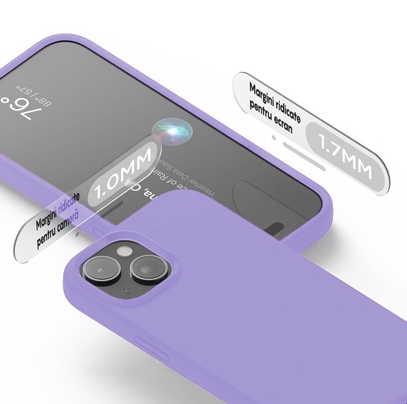 Husa iPhone 13, Silicon, Microfibra in Interior,Mov + diverse culori