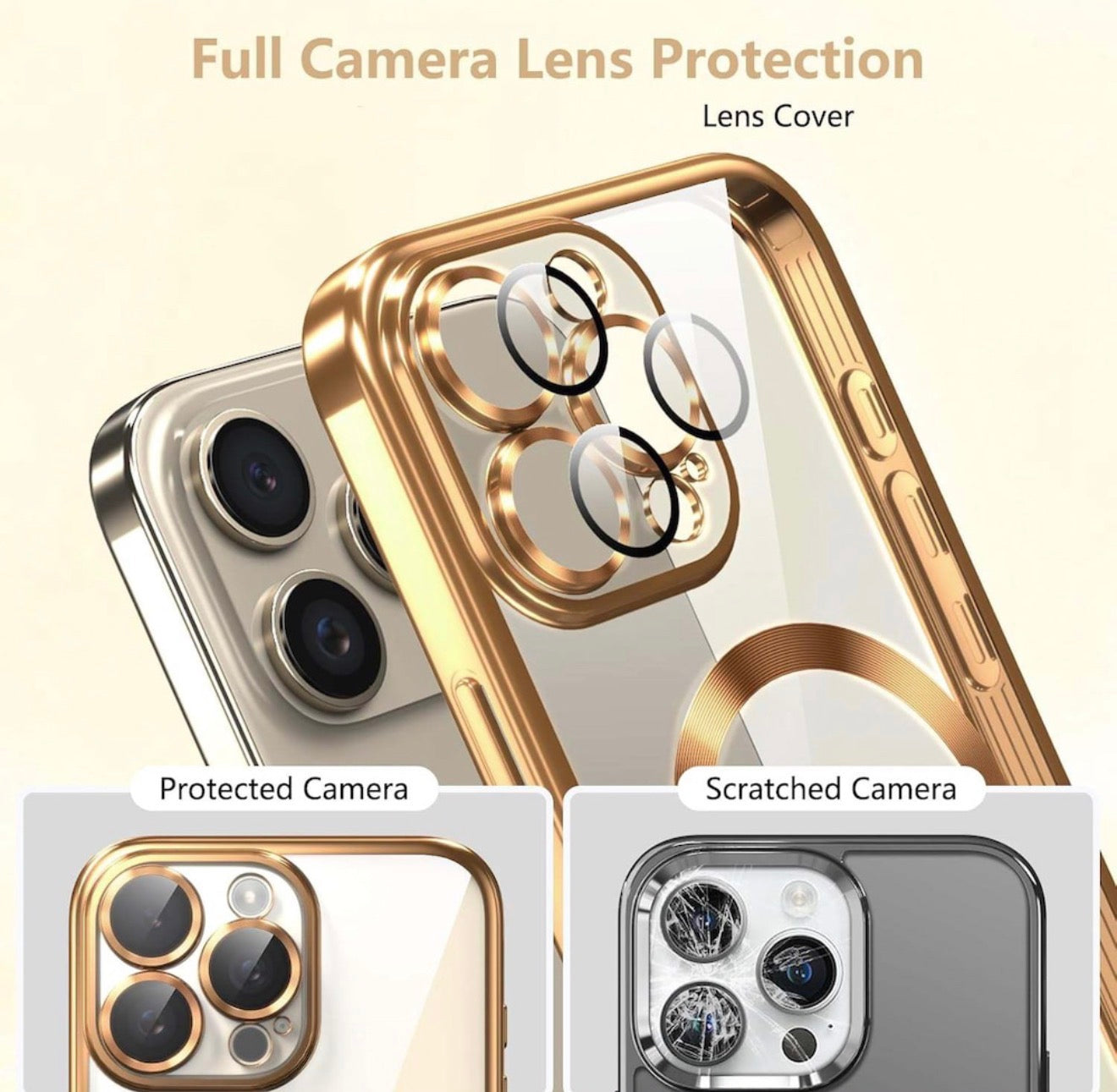 Husa iPhone 15 Pro ,MagSafe si protectie pentru lentile,Auriu+alte culori