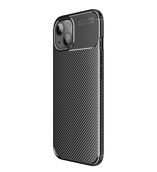 Husa iPhone 14  , Silicon CarbonFiber ,Antisoc, negru
