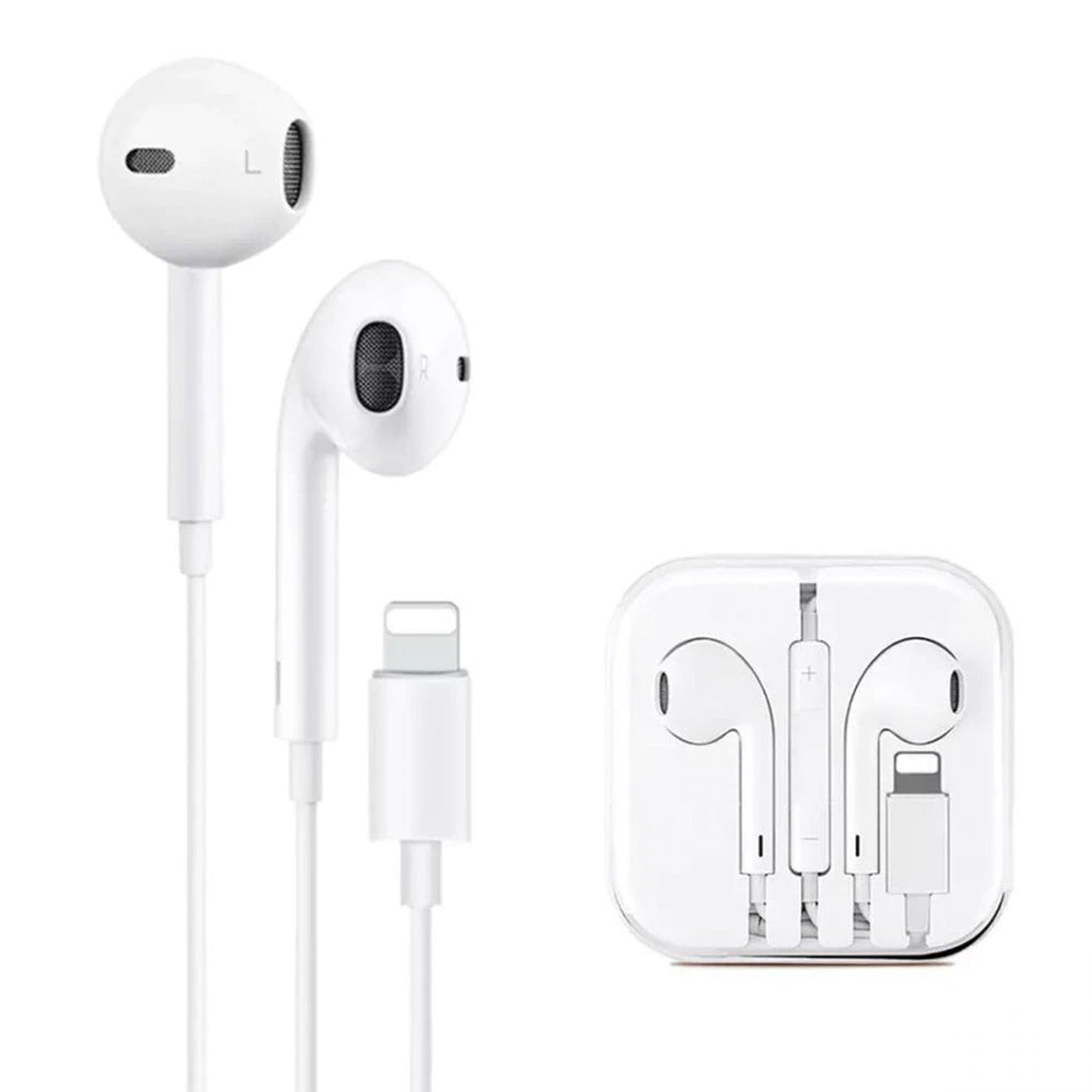 Casti iPhone, Cu Fir, In-ear, Microfon, Conector Lightning, alb