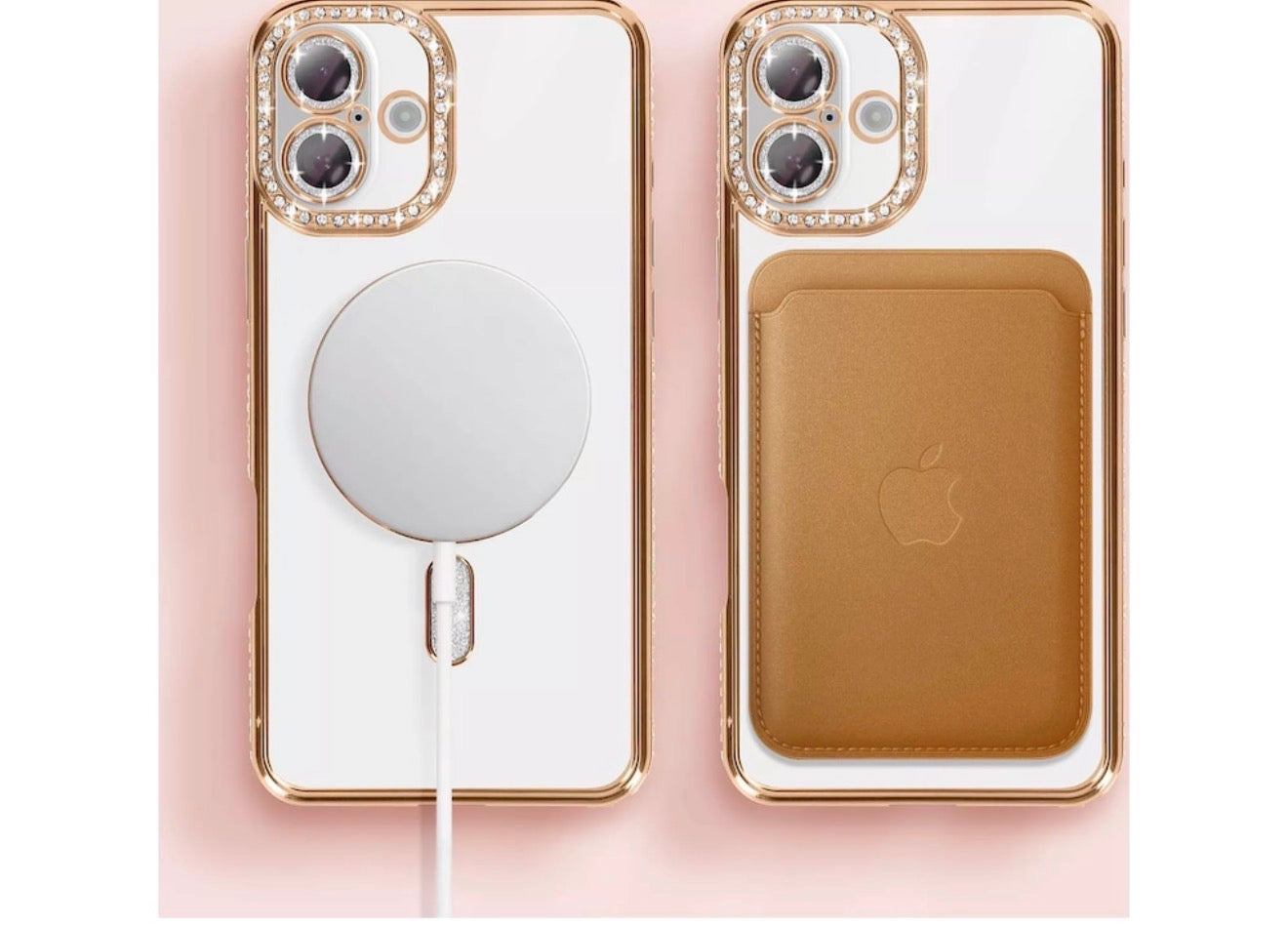 Husa iPhone 16 Plus MagSafe,Sclipici,strasuri si Pietre,Roz+alte culori