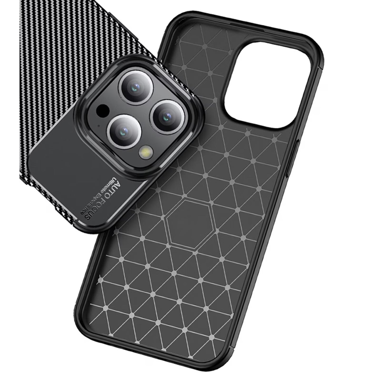 Husa iPhone 16 Pro Silicon CarbonFiber ,Antisoc, negru