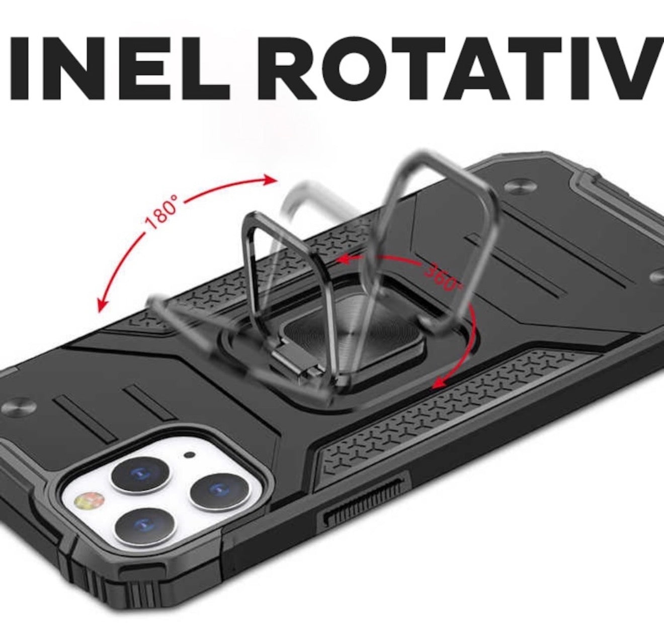 Husa iPhone 14 Pro ,cu inel rotativ 360,Hybrid Armor Antisoc,Negru