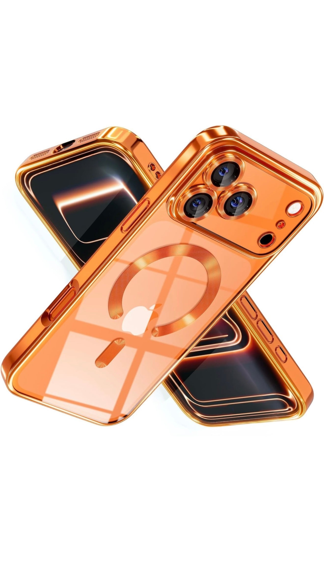 Husa iPhone 17 Pro Max , MagSafe Luxury, Antisoc, Protectie Camera, Margini Placate Metalizate, Transparenta cu Margini Albastre | + Mai multe culori