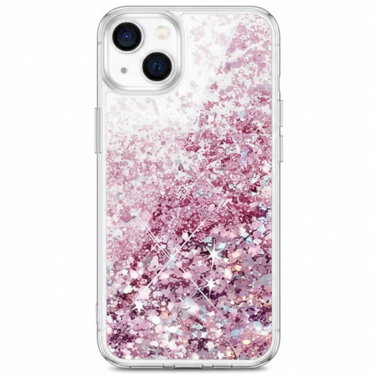 Husa iPhone 14 , cu Lichid si Sclipici,Roz