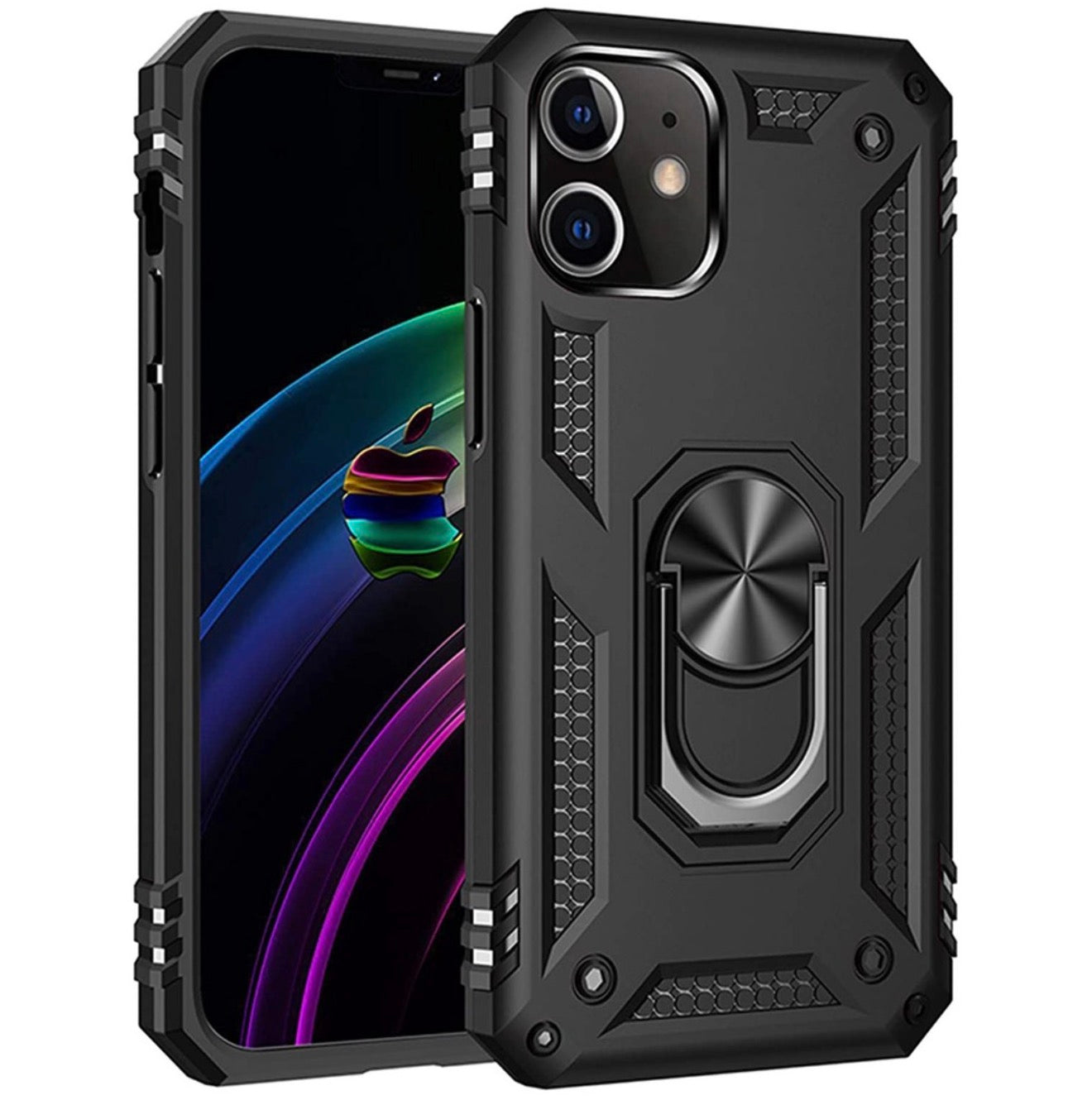 Husa iPhone 12 ,cu inel rotativ 360,Hybrid Armor Antisoc,Negru