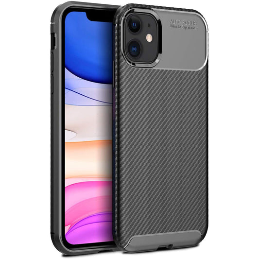 Husa iPhone 11  ,Silicon CarbonFiber ,Antisoc, negru