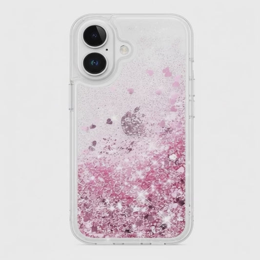 Husa iPhone 16 , cu Lichid si Sclipici,Roz