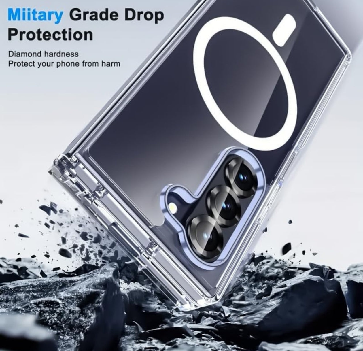 Husa Samsung Galaxy Z Fold 6, transparentă MagSafe, anti-soc