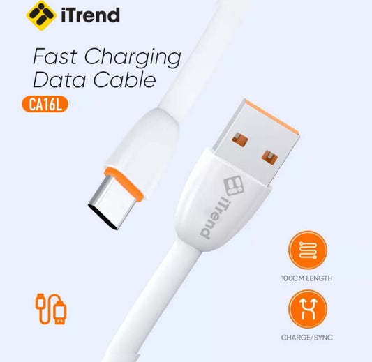 Cablu Type-C la USB-A, 2.1A Fast, 1m, iTrend, Alb