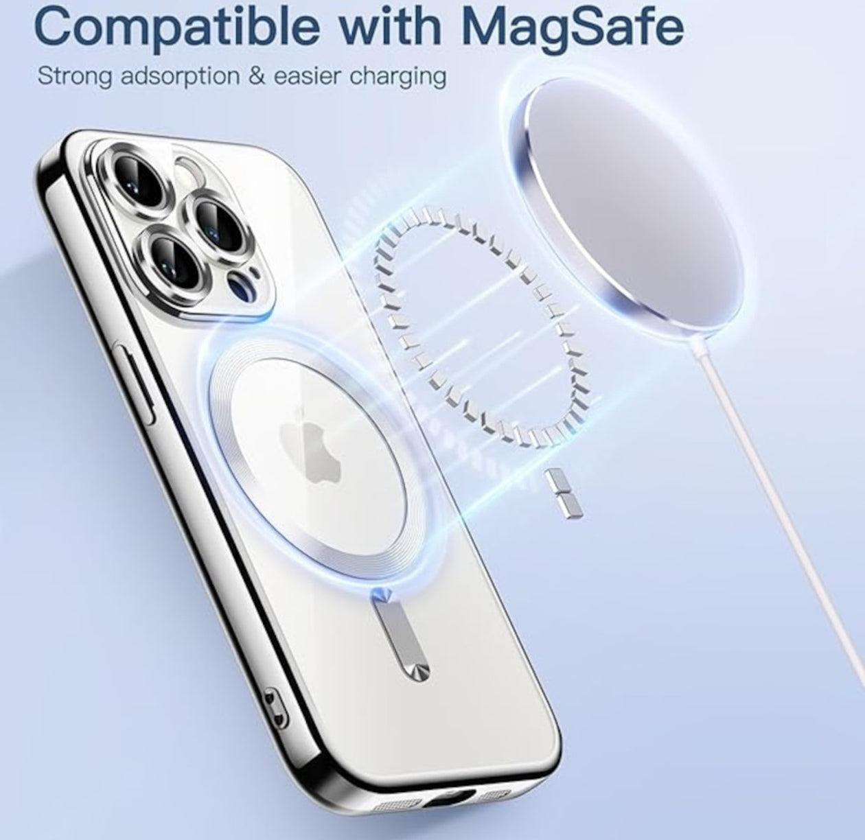 Husa iPhone 16 Pro Max,MagSafe si protectie pentru lentile,Argintiu