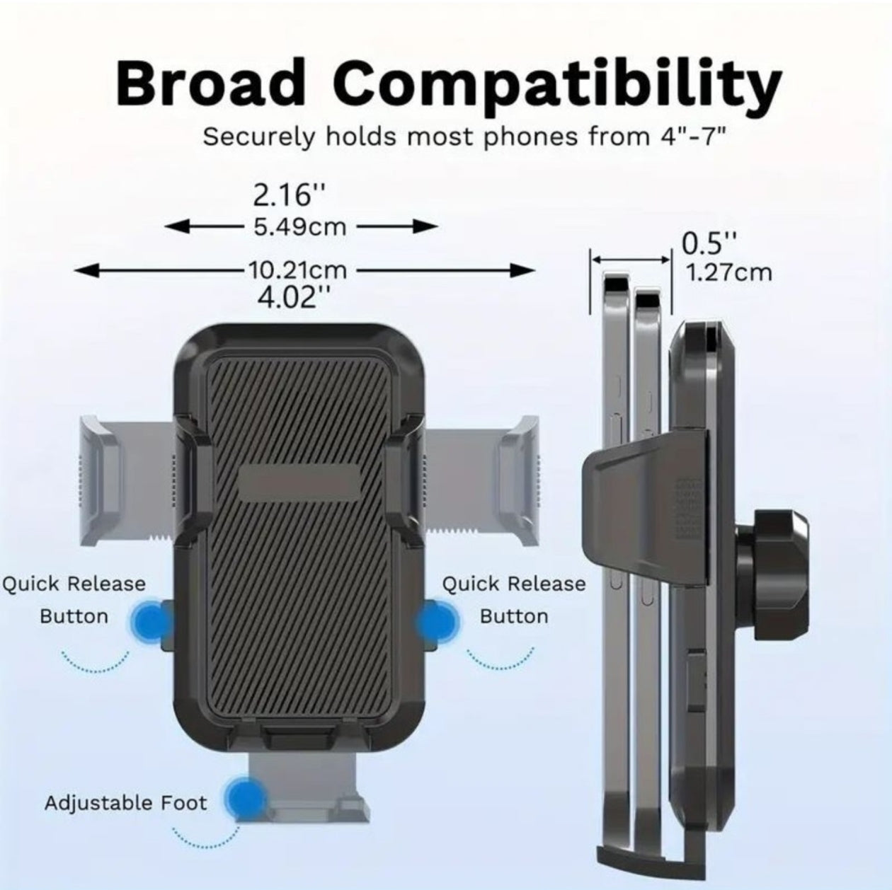 Suport auto, Grila de ventilatie, iTrend HD357, Fixare cu cleme, Negru