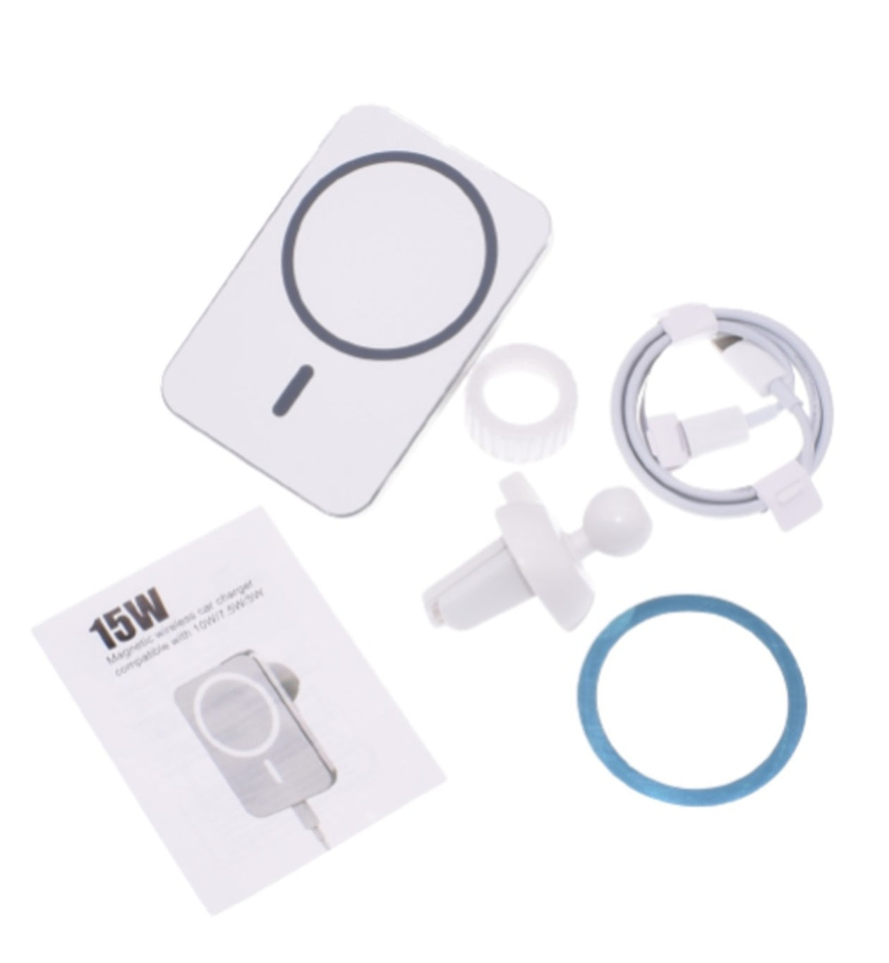 Suport auto cu incarcare wireless MagSafe 15W Qi Fast Charging, Alb