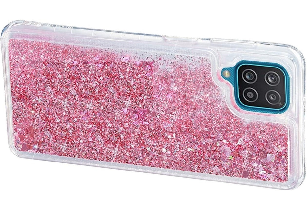 Husa Samsung Galaxy A12, cu Apa si Sclipici, Roz