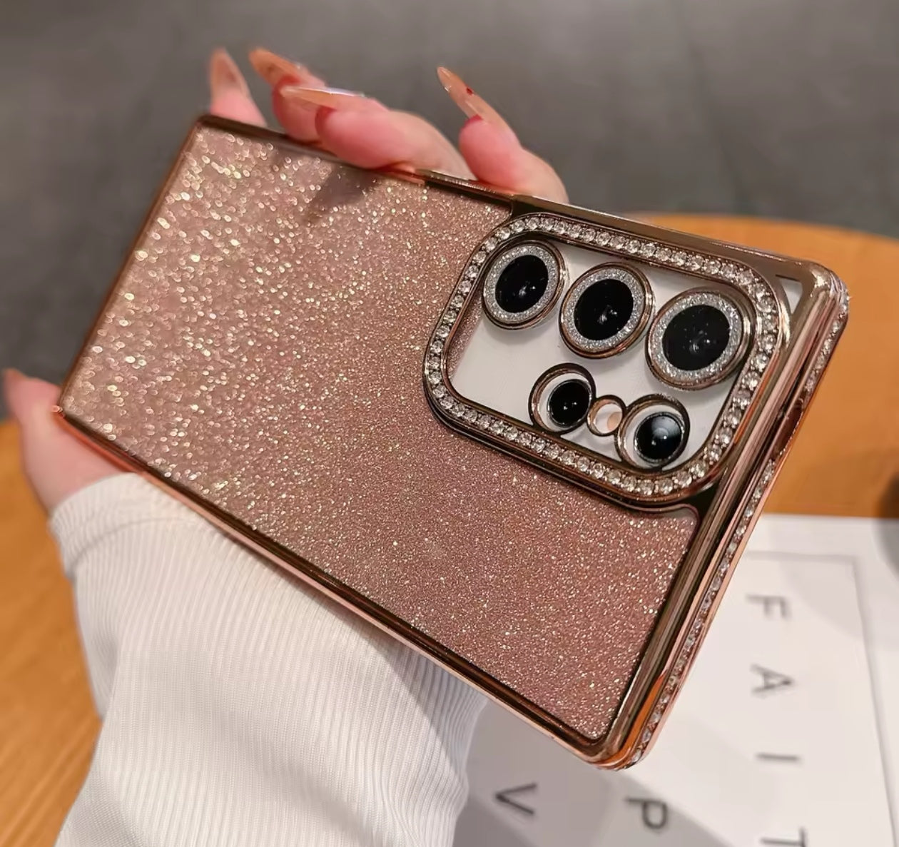 Husa Samsung Galaxy S25 Ultra ,Sclipici,strasuri si pietre pe margini, Auriu+alte culori