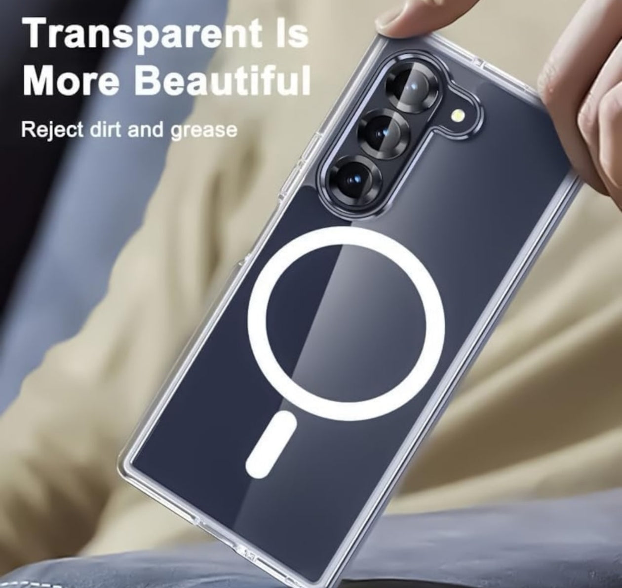 Husa Samsung Galaxy Z Fold 6, transparentă MagSafe, anti-soc