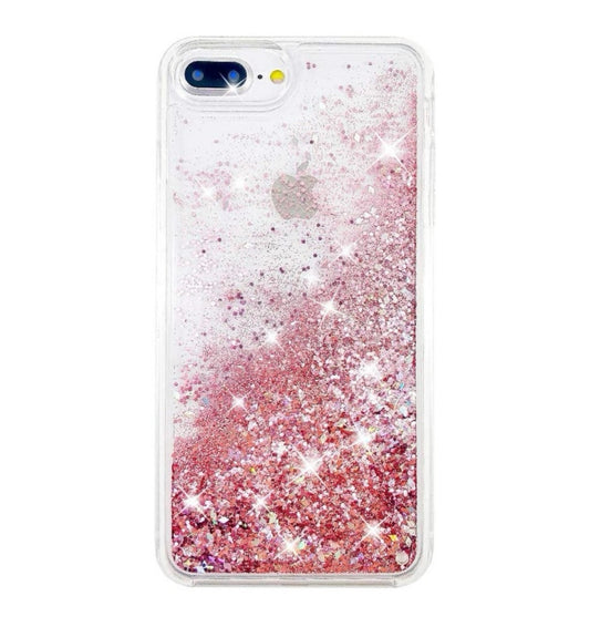 Husa iPhone 7+/8+ , cu Lichid si Sclipici,Roz