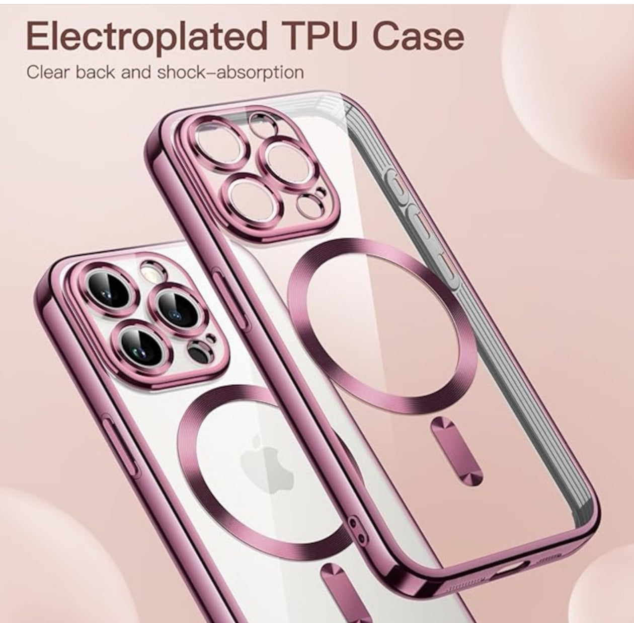 Husa iPhone 16 Pro Max,MagSafe si protectie pentru lentile,Roz