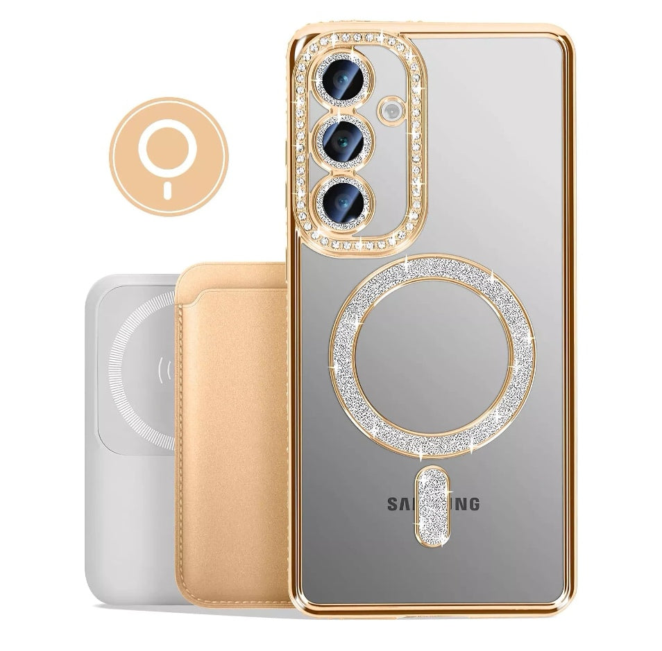 Husa Samsung Galaxy S24 Plus ,MagSafe,Sclipici,strasuri si Pietre,Roz+alte culori