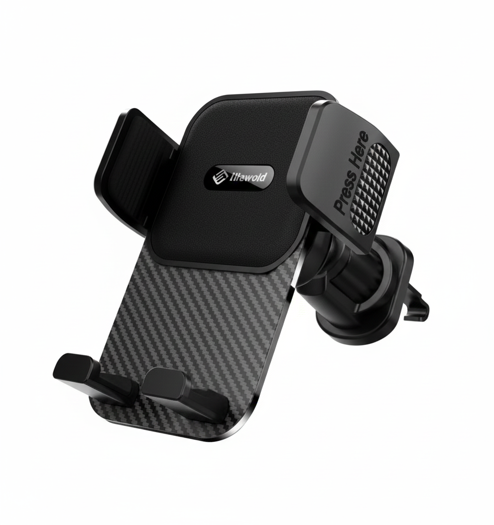 Suport auto, Grila de ventilatie, iTrend HD357, Fixare cu cleme, Negru