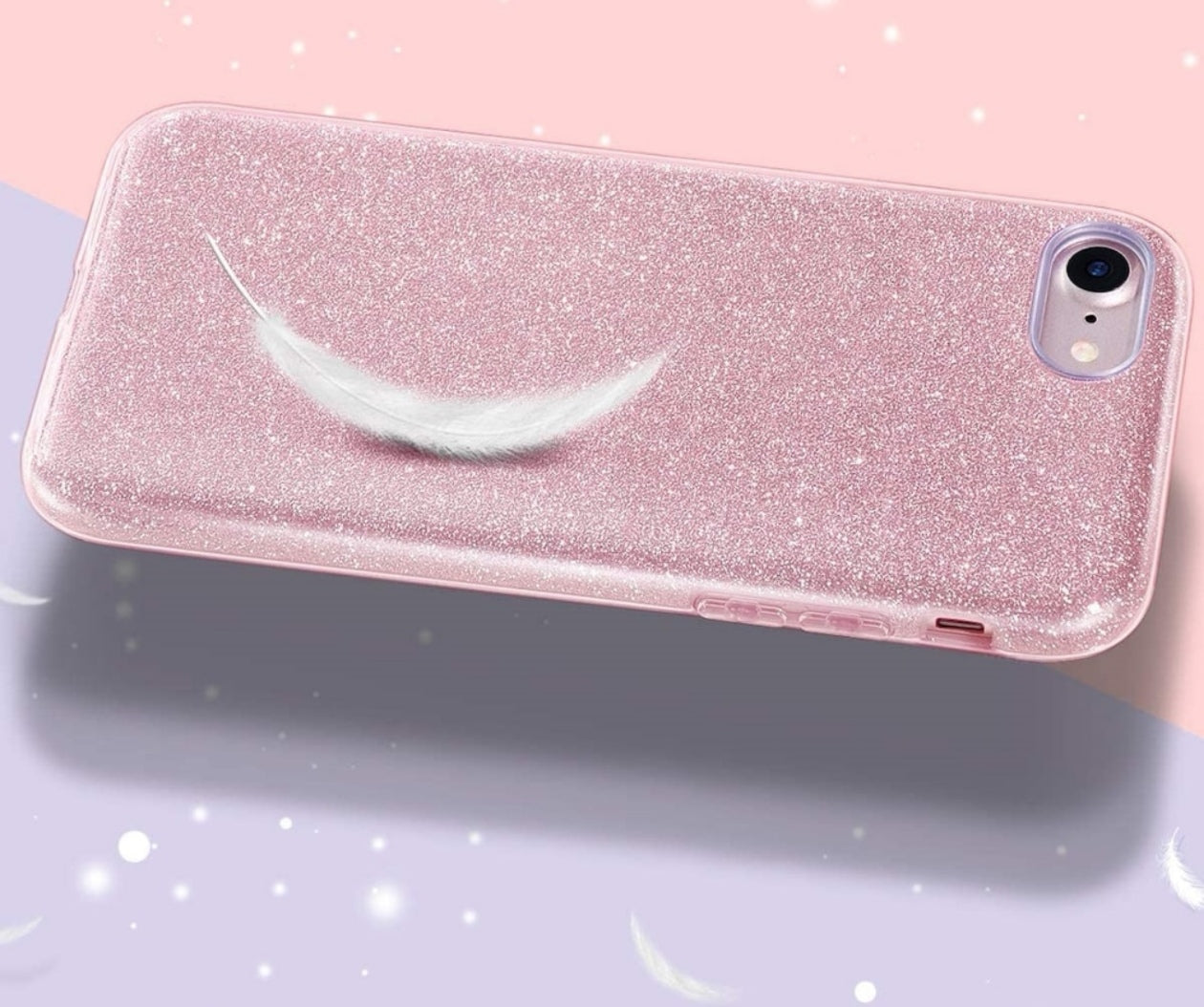 Husa iPhone 7/8/SE ,silicon,cu sclipici Roz +alte culori