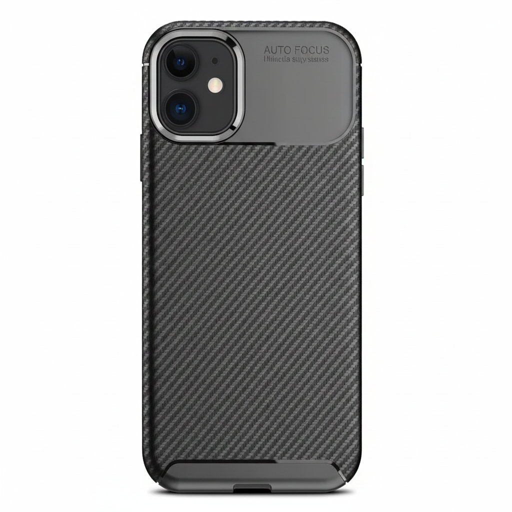 Husa iPhone 11  ,Silicon CarbonFiber ,Antisoc, negru